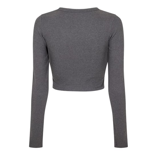 JJXX Feline Slim T-shirt met lange mouwen en cropped pasvorm voor dames (Donkergrijs Melange) - Image 3