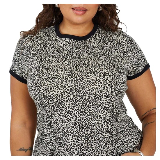 Brave Soul Dames/Dames Luipaardprint Cropped Plus T-shirt (Luipaard/Zwart) - Image 4