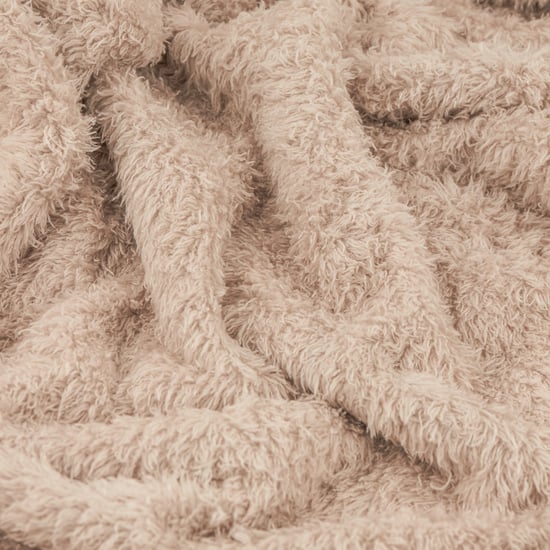 Furn Harlan Borg Sherpa Tasselled Throw, Natural - Image 2