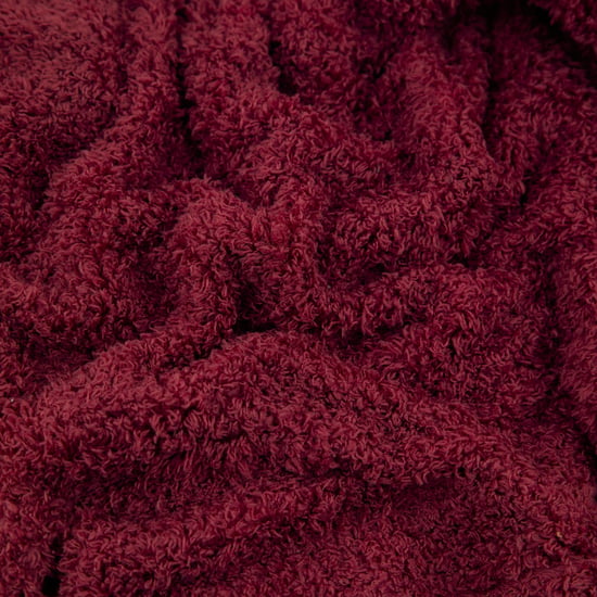 Furn Harlan Borg Sherpa Tasselled Throw, Burgundy - Image 2