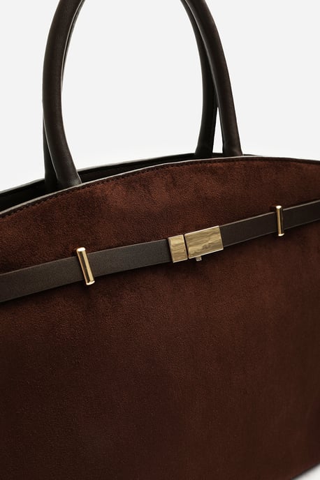 Wheres That From Womens Grelle Leather Belt Lock Detail Tote Bag - Image 3