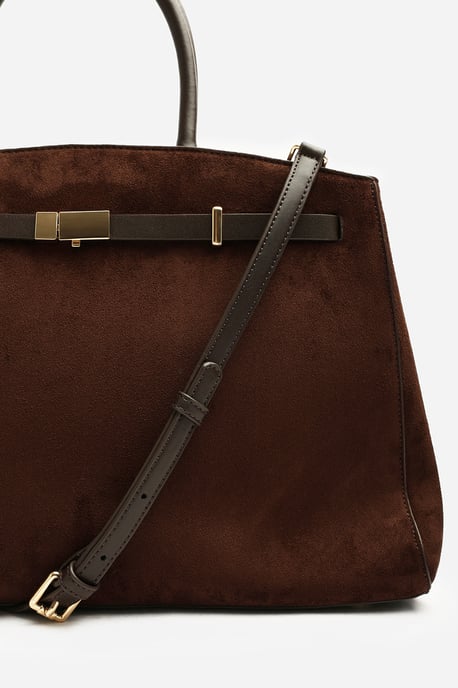 Wheres That From Womens Grelle Leather Belt Lock Detail Tote Bag - Image 6