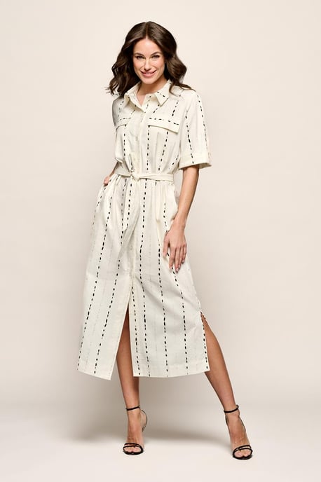 Logan Print Jurk Offwhite / Zwart - Image 1