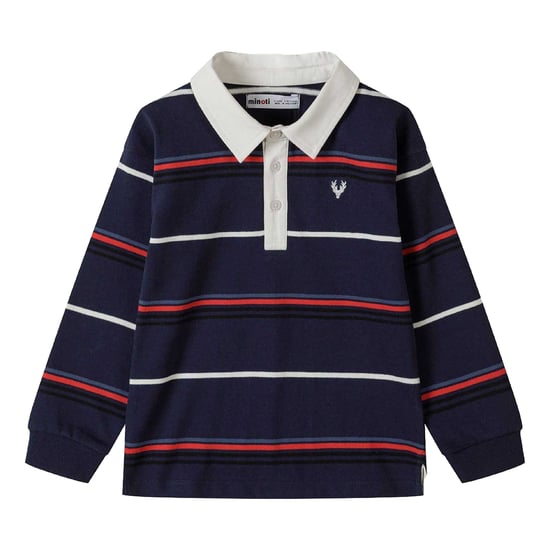 Minoti Jongens Geborduurd Poloshirt Met Lange Mouwen (Blauw) - Image 2