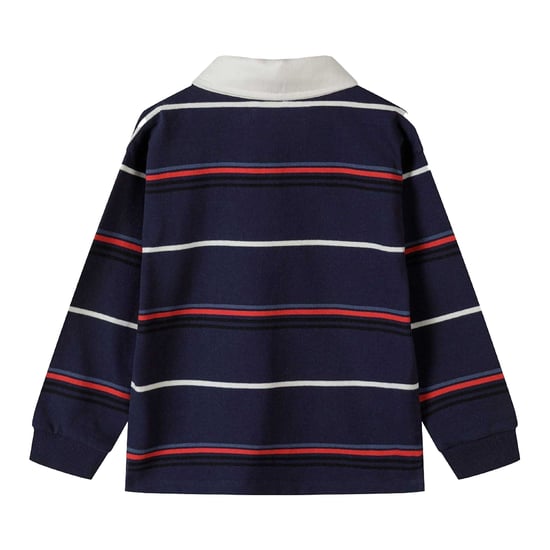 Minoti Jongens Geborduurd Poloshirt Met Lange Mouwen (Blauw) - Image 3