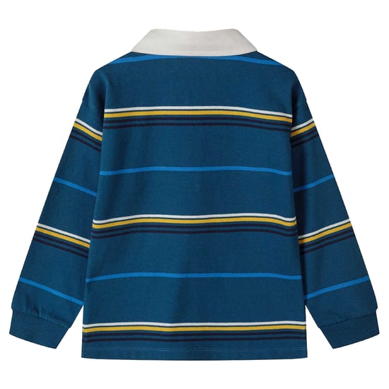 Minoti Jongens Gestreept Poloshirt Met Lange Mouwen (Teal) - Image 3