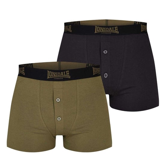 Lonsdale Boxershorts voor heren (Set van 2) (Zwart/Kaki) - Image 2