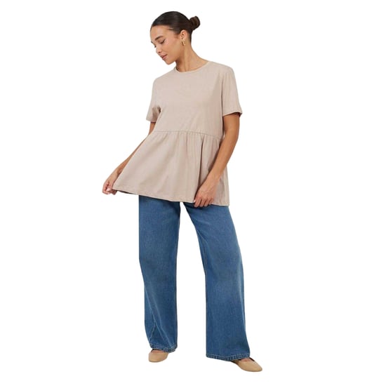 Brave Soul Swing-T-shirtjurk met smockpanelen voor dames (Paddestoel) - Image 1