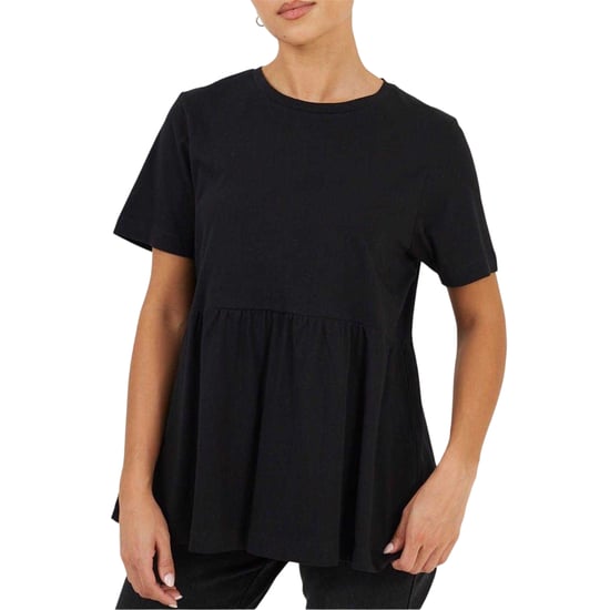 Brave Soul Swing-T-shirtjurk met smockpanelen voor dames (Zwart) - Image 2