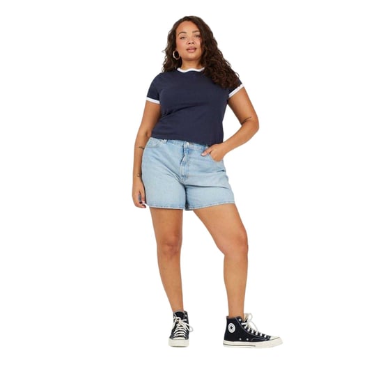 Brave Soul Dames/Dames Ringer Crew Hals Plus T-shirt (Marine, Wit) - Image 1
