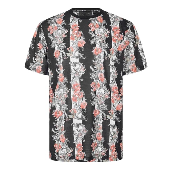 Criminal Damage Mens Chalky Floral Stripe T-Shirt (Black) - Image 1