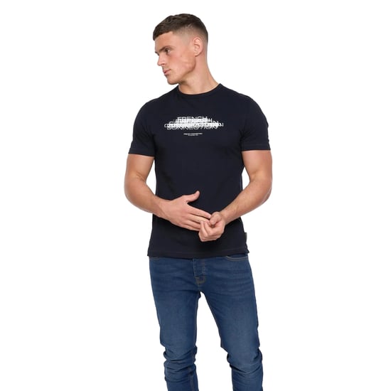 French Connection Heren Dubbel Logo T-Shirt (Marine/Wit) - Image 1