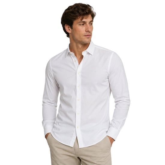 Replay Slim-fit långärmad herrskjorta med knappar (Vit) - Image 1