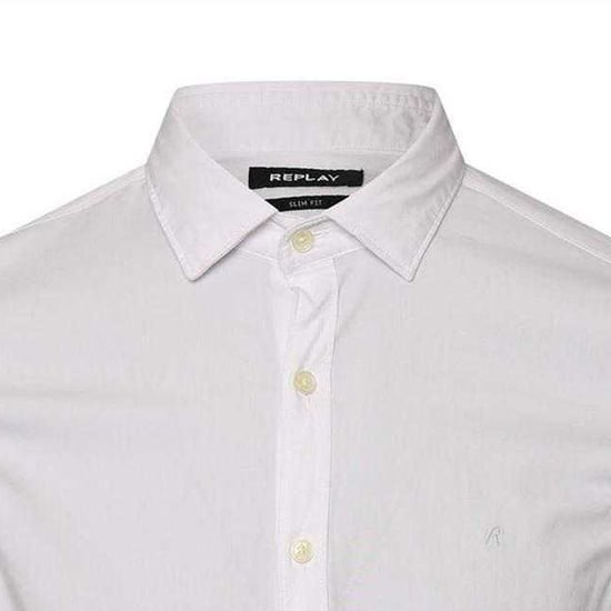 Replay Slim-fit långärmad herrskjorta med knappar (Vit) - Image 4