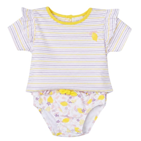 Carrement Beau Meisjes-T-shirt met strepen, borduursels en ruches (Wit/Geel) - Image 3