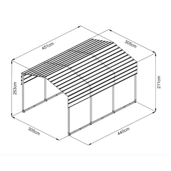 Westmann Copenhagen s heavy-duty carport 13.5m² 451x305x253 cm - Image 6