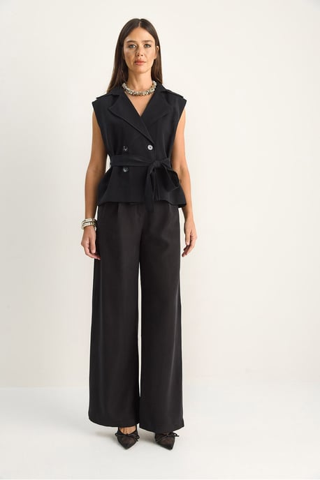 High Waist Wide Leg Co-ord Set with Shawl Collar - Image 2