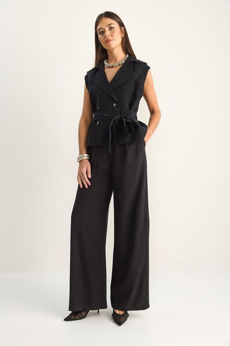 High Waist Wide Leg Co-ord Set with Shawl Collar - Image 5