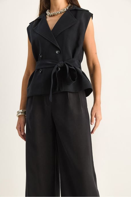 High Waist Wide Leg Co-ord Set with Shawl Collar - Image 6