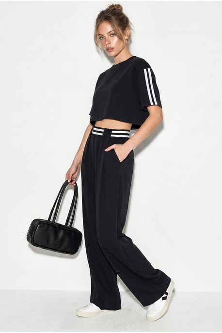 2-Piece Crew Neck T-Shirt And Wide Leg Trousers Set - Image 2