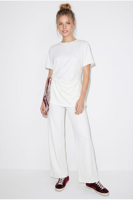 Crew Neck T-Shirt and Wide Leg Trousers Set - Image 1