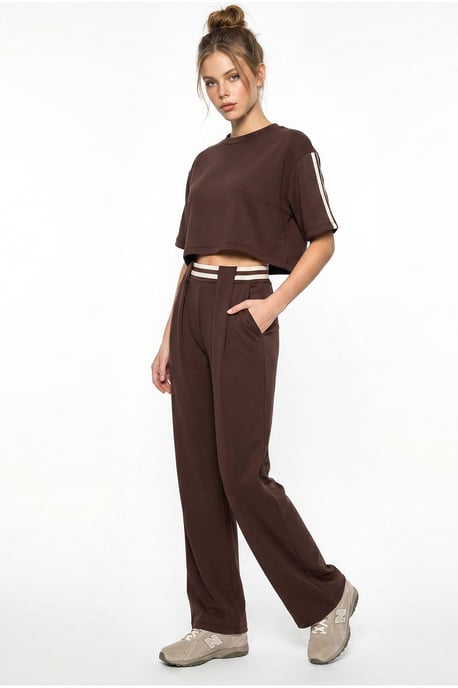 2-Piece Crew Neck T-Shirt And Wide Leg Trousers Set - Image 2