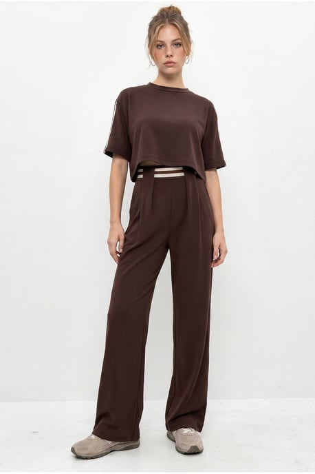 2-Piece Crew Neck T-Shirt And Wide Leg Trousers Set - Image 3