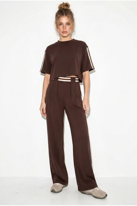 2-Piece Crew Neck T-Shirt And Wide Leg Trousers Set - Image 4