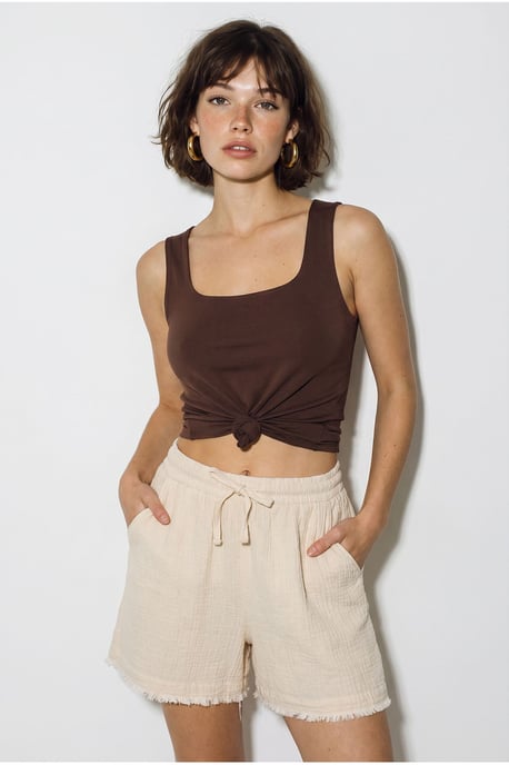 High-Waist Wide-Leg Cotton Shorts - Image 3