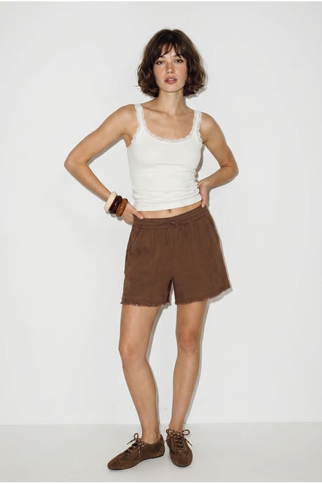 High-Waist Wide-Leg Cotton Shorts - Image 4