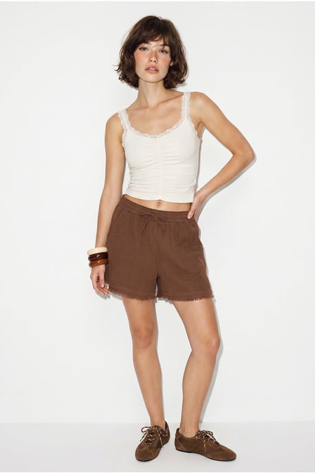 High-Waist Wide-Leg Cotton Shorts - Image 5