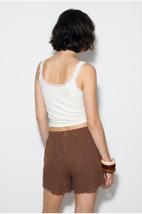 High-Waist Wide-Leg Cotton Shorts - Image 6