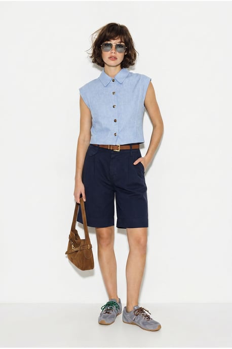 High-Waist Belted Tailored Shorts - Image 2
