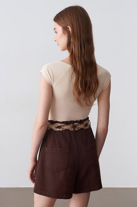 Hoge Taille Wijdvallende Poplin Shorts Met Tailleband - Image 2