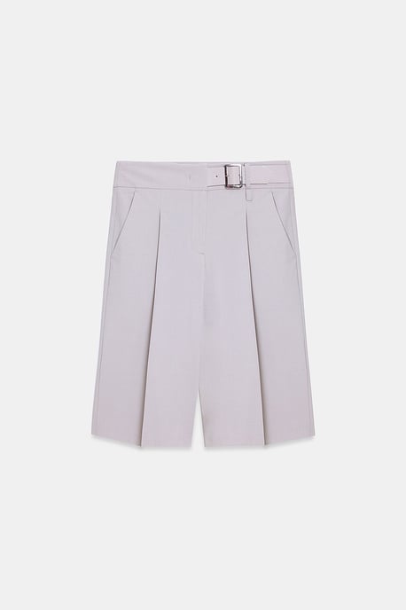 Hoge taille wijde broekshorts met riem - Image 5