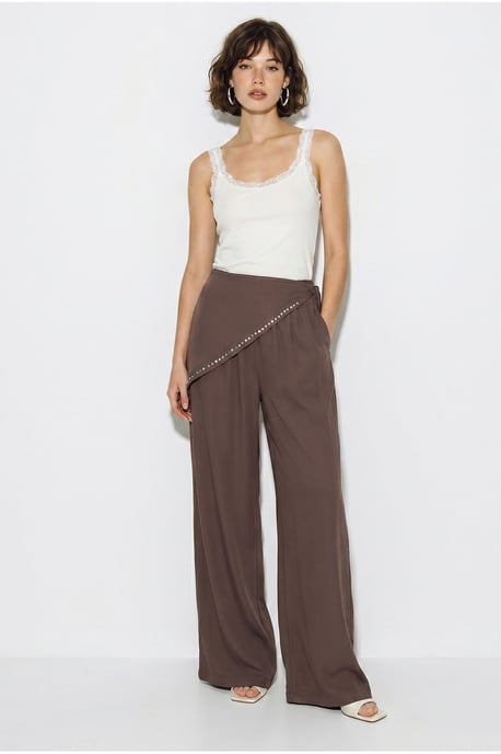 Wide Leg Pull-On Trousers - Image 1