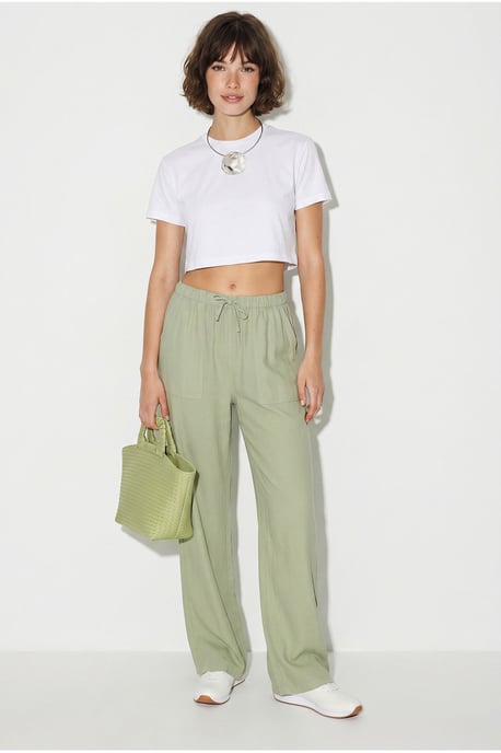 Wide-leg Cotton Trousers With Drawstring Waist - Image 3