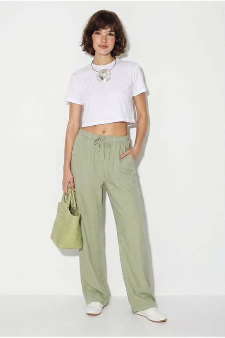 Wide-leg Cotton Trousers With Drawstring Waist - Image 4