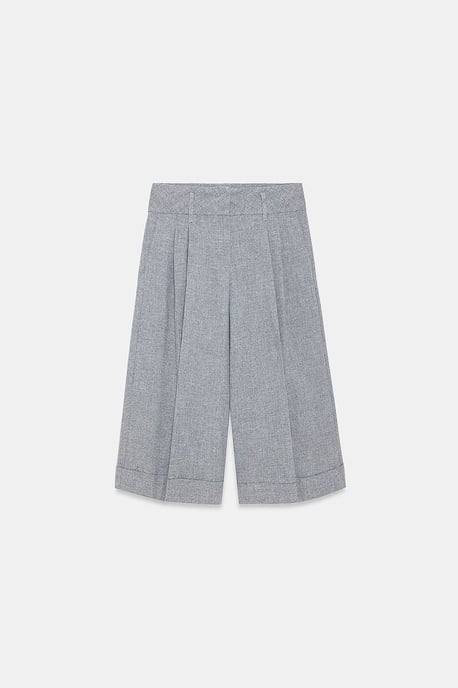 High-Waist Pleated Wide-Leg Capri Trousers - Image 5