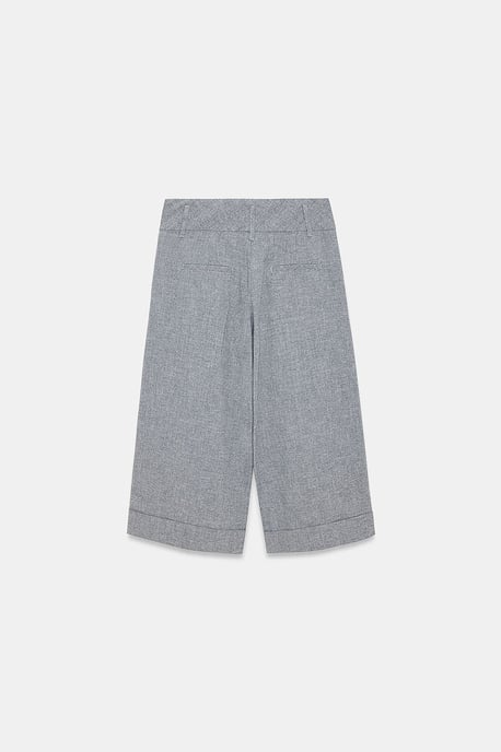 High-Waist Pleated Wide-Leg Capri Trousers - Image 6