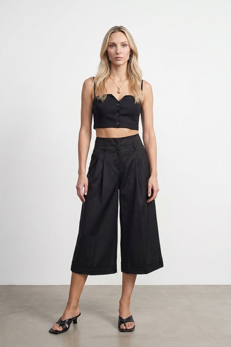 Hoge Taille Wijde Crepe Culottes - Image 1