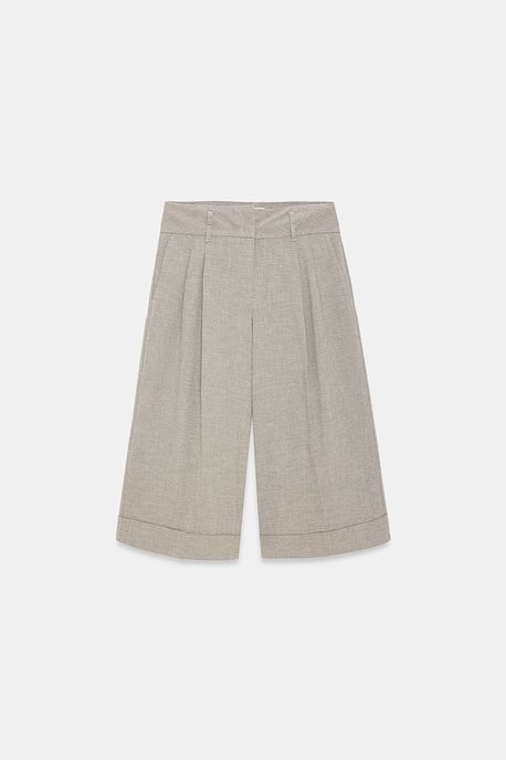 High-Waist Pleated Wide-Leg Capri Trousers - Image 5