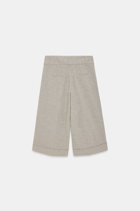 High-Waist Pleated Wide-Leg Capri Trousers - Image 6