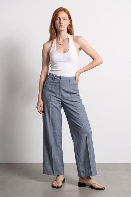 High-Waist Wide-Leg Pleated Trousers - Image 2