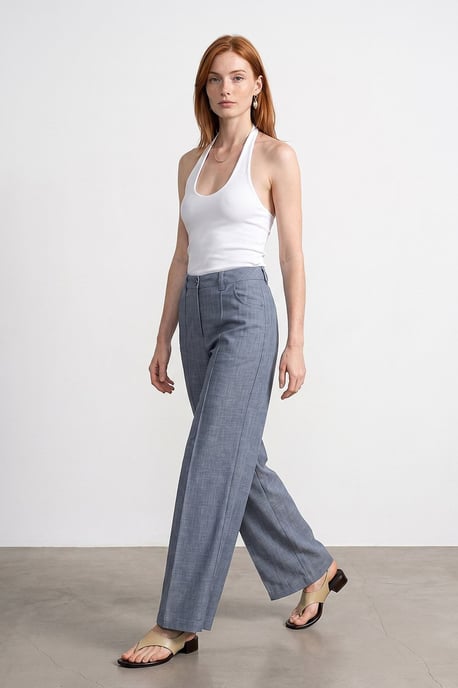 High-Waist Wide-Leg Pleated Trousers - Image 3