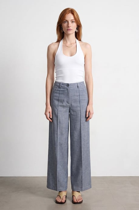 High-Waist Wide-Leg Pleated Trousers - Image 5