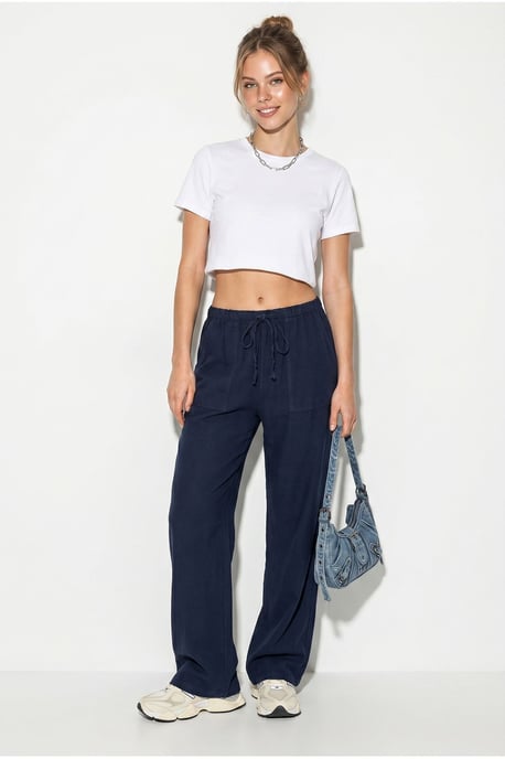 Wide-leg Cotton Trousers With Drawstring Waist - Image 2
