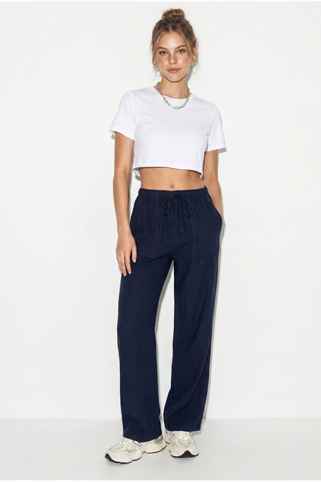 Wide-leg Cotton Trousers With Drawstring Waist - Image 3