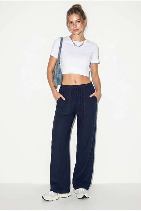 Wide-leg Cotton Trousers With Drawstring Waist - Image 4