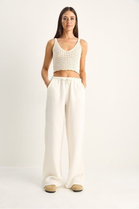 Wijdgesneden Katoenen Crepe Broek - Image 2